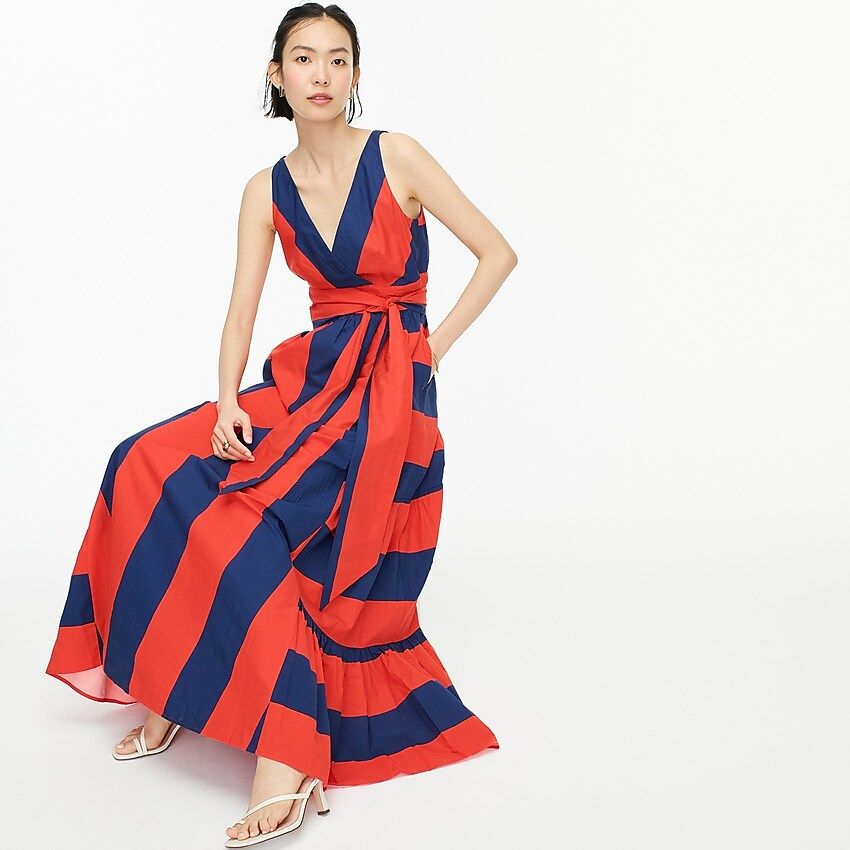 V-neck maxi dress in stripe | J.Crew US