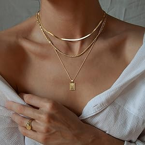 Layered Gold Silver Necklaces for Women, Stackable Stack 14K Real Gold Plated Silver Chain Neckla... | Amazon (US)