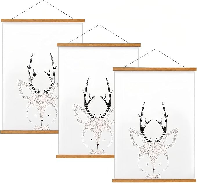 FALAMON 3 Pack Magnetic Poster Hanger Frame, Teak Wood Magnet Poster Frame for Posters, Prints, P... | Amazon (US)