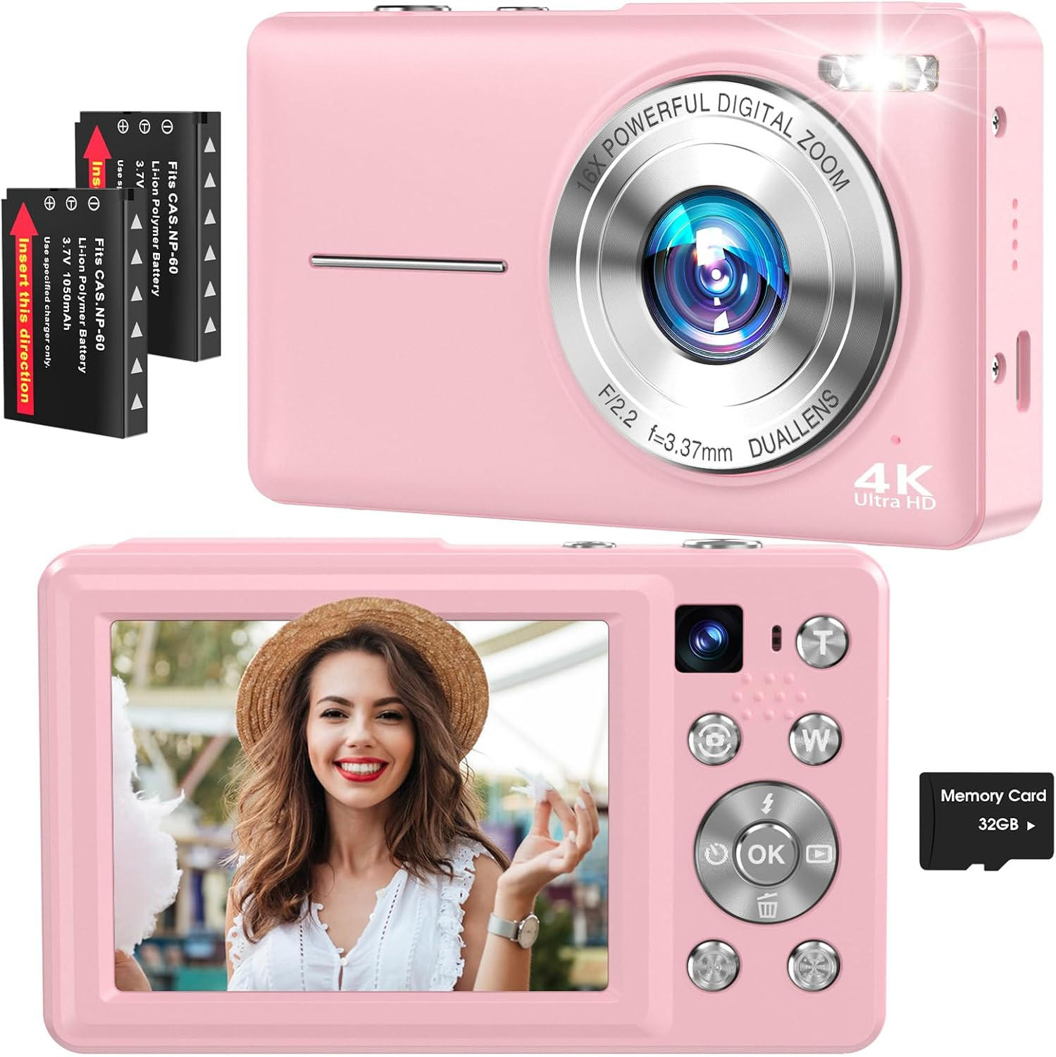 4K Digital Camera, 64MP Autofocus Vlogging Camera with Dual Lens, 16X Digital Zoom YouTube Compac... | Amazon (US)