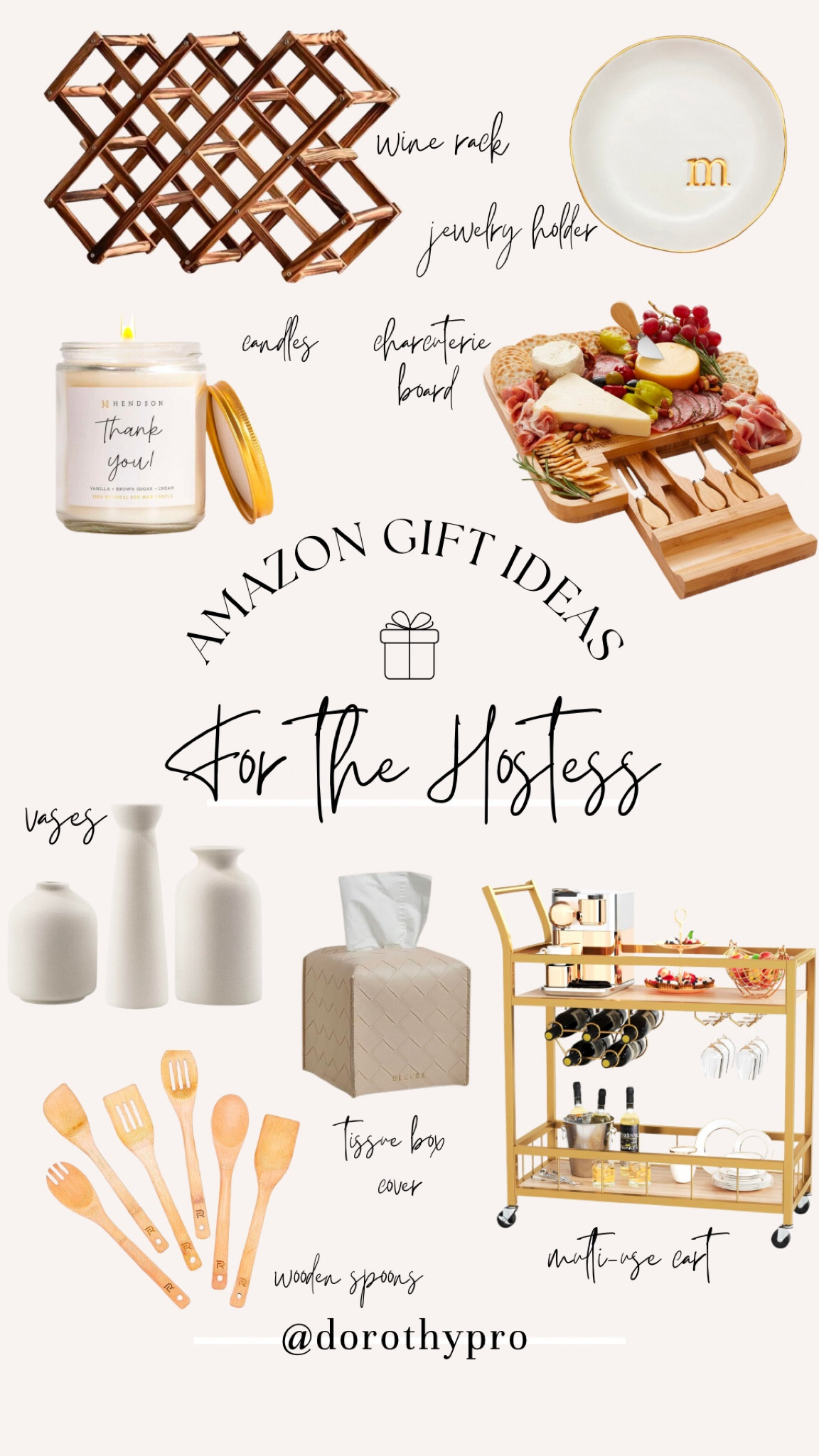 GIFT GUIDE FOR THE HOSTESS!! 

So many gifts for your hostess! A great way to say thank you!! 

Candles, charcuterie board, coffee cart, tissue box cover, wooden spoons, kitchen utensils, vases, and wine rack!! 

#LTKGiftGuide #LTKHoliday #LTKsalealert
