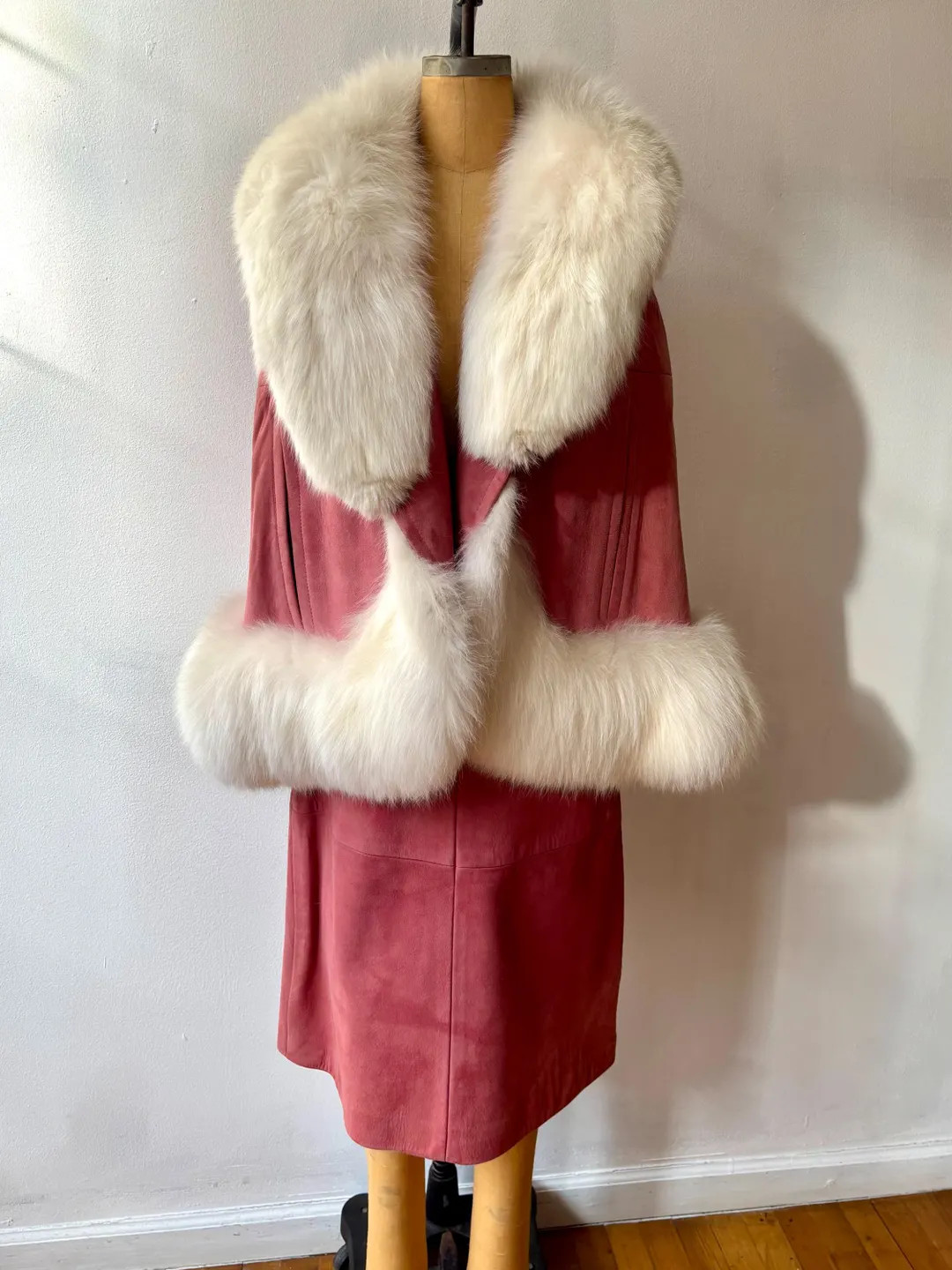 Vintage 1960s Pink Suede Fox Fur Collar Cape Coat Skirt Suit Ensemble | Etsy (Global)