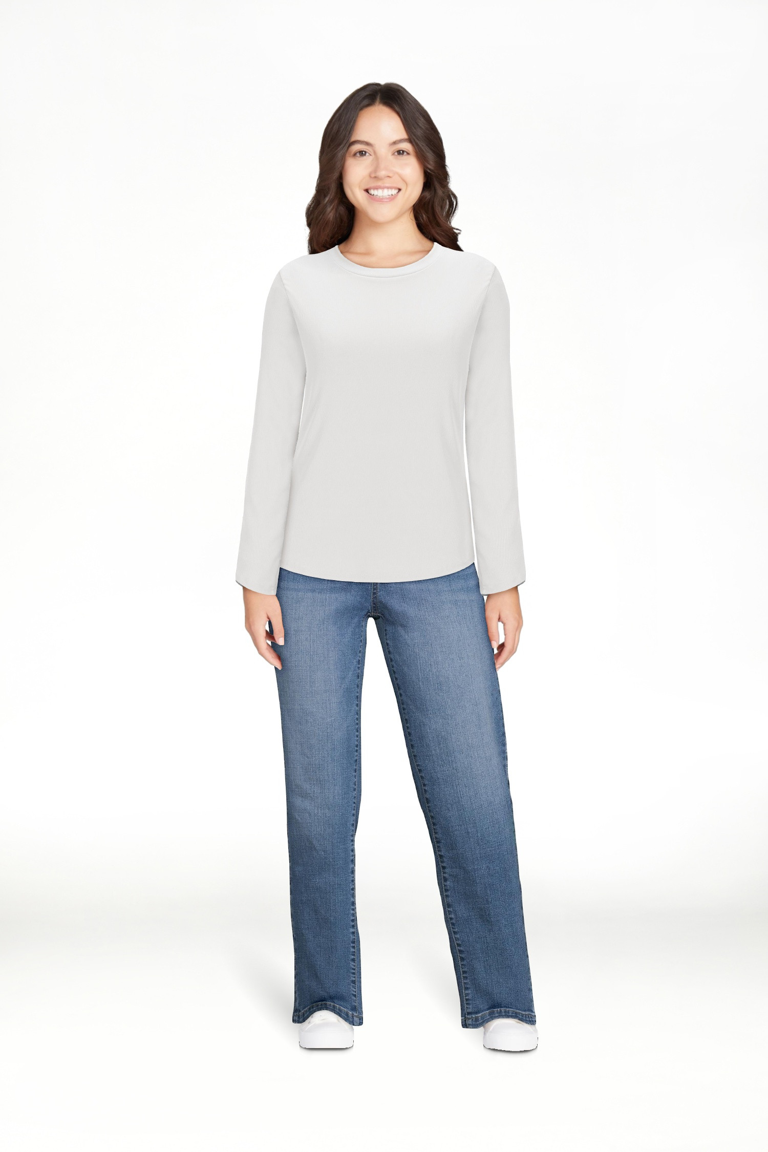 ZHYou No Boundaries Womens Tops,Ribbed Knit Crop,Long Sleeve,Crew Neck,Stretchy,Form Fitting Casu... | Walmart (US)