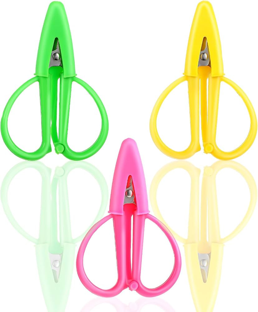 3 Pcs Mini Scissors with Cover, Colorful Needlepoint scissors Stainless Steel Travel Portable, Ti... | Amazon (US)