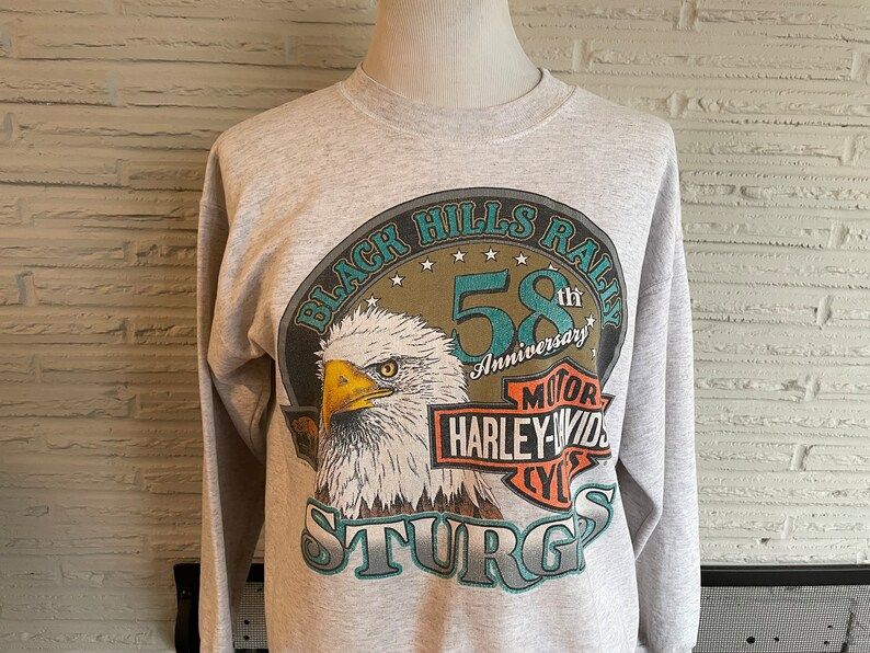 90's Harley Davidson Sweatshirt / 1998 Sturgis / Eagle / Streetwear / Black Hills Rally / Distres... | Etsy (US)