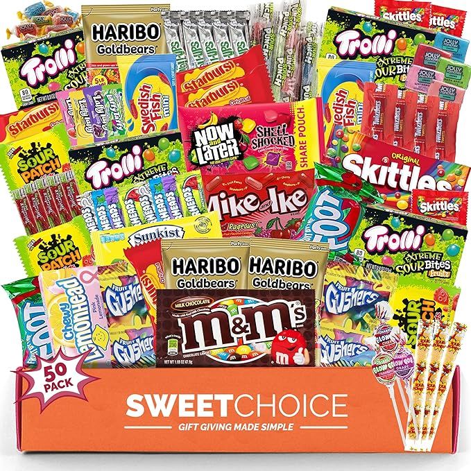 Bite Sized Easter Candy Gift box Care Package - (50 count) Gift baskets A Sampler of Skittles, So... | Amazon (US)