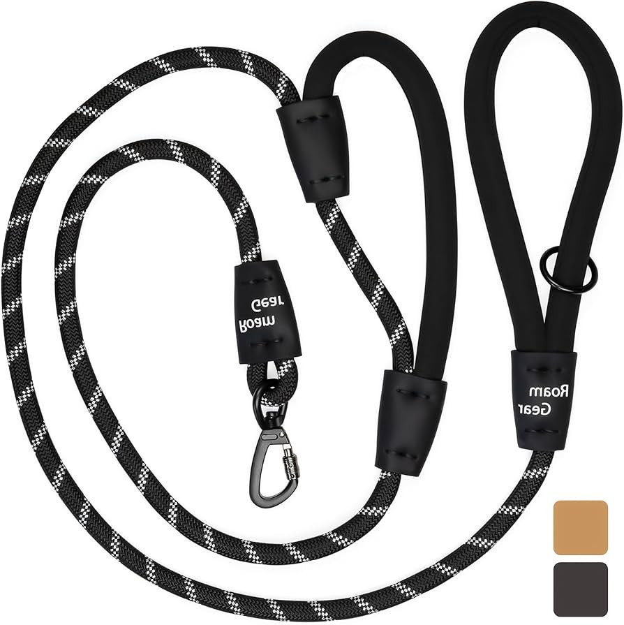 Black 6FT Dog Leashes - Extra Padded Two Handles, Lockable Metal Carabiner Clip, Durable Silicone... | Amazon (US)