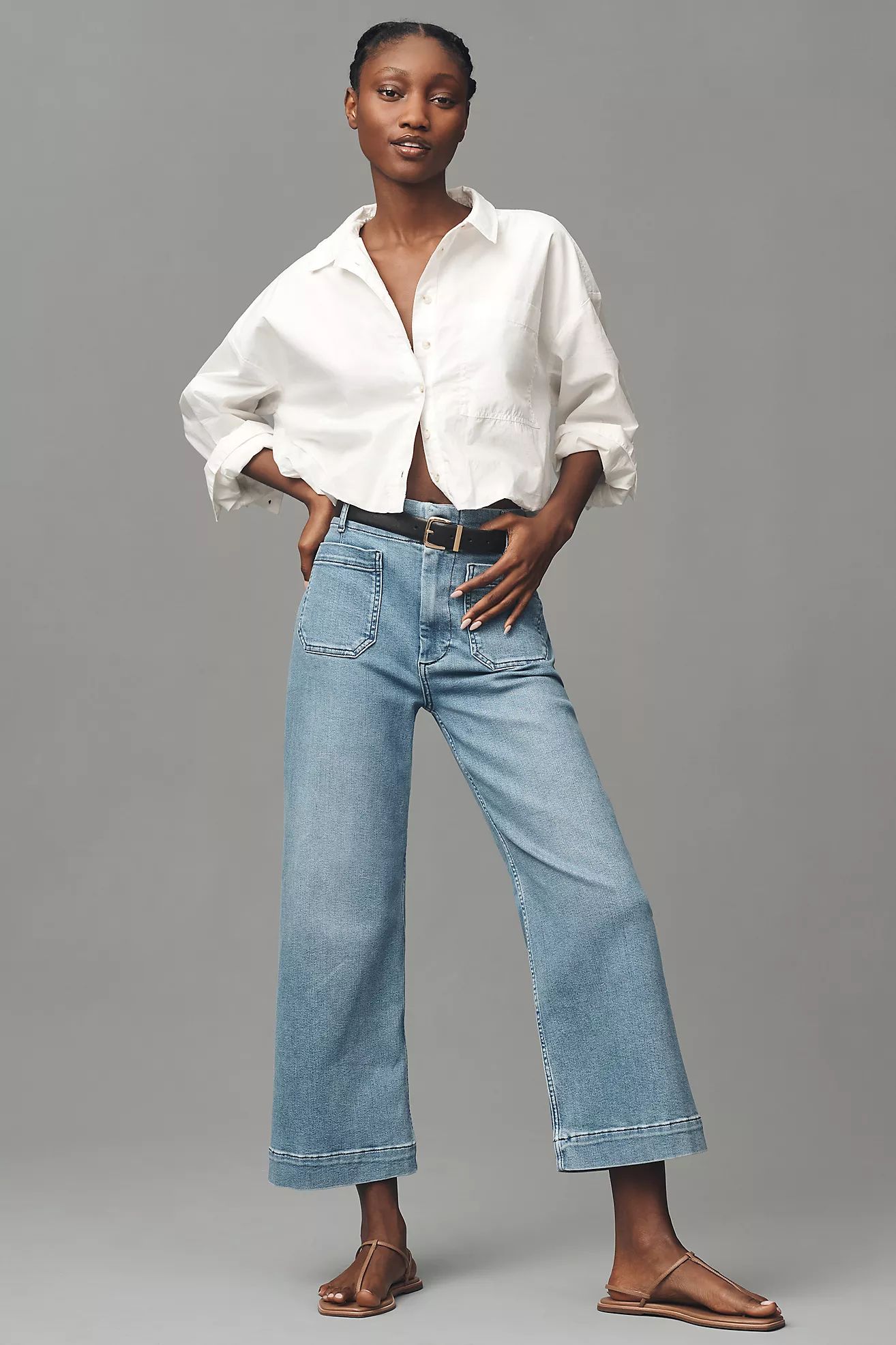 The Colette Regenerative Cotton Cropped Wide-Leg Jeans by Maeve | Anthropologie (US)