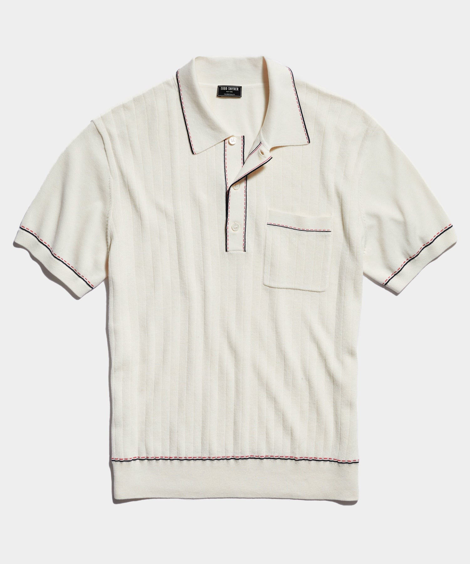Italian Cotton Silk Tipped Riviera Sweater Polo in Ivory | Todd Snyder