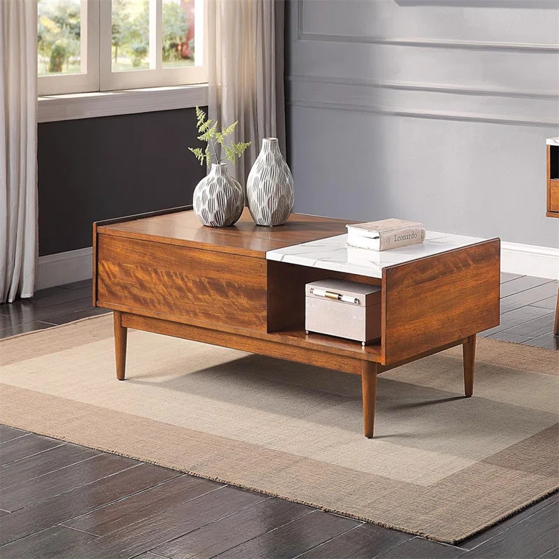 Kriday Lift Top Coffee Table With Faux Marble Top | Wayfair North America