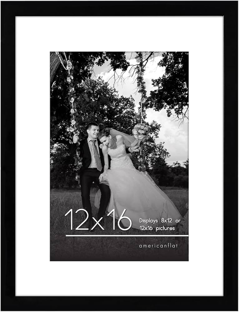 Americanflat 12x16 Picture Frame with Shatter-Resistant Glass - Use as 8x12 Frame with Mat or 12x... | Amazon (US)