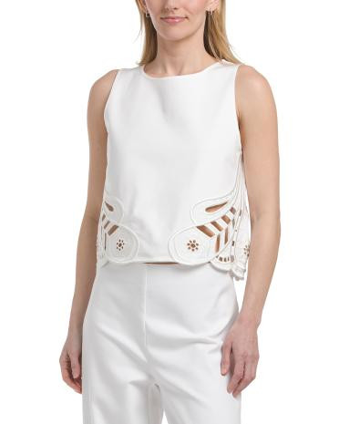 Embroidered Double Cotton Sleeveless Top | TJ Maxx
