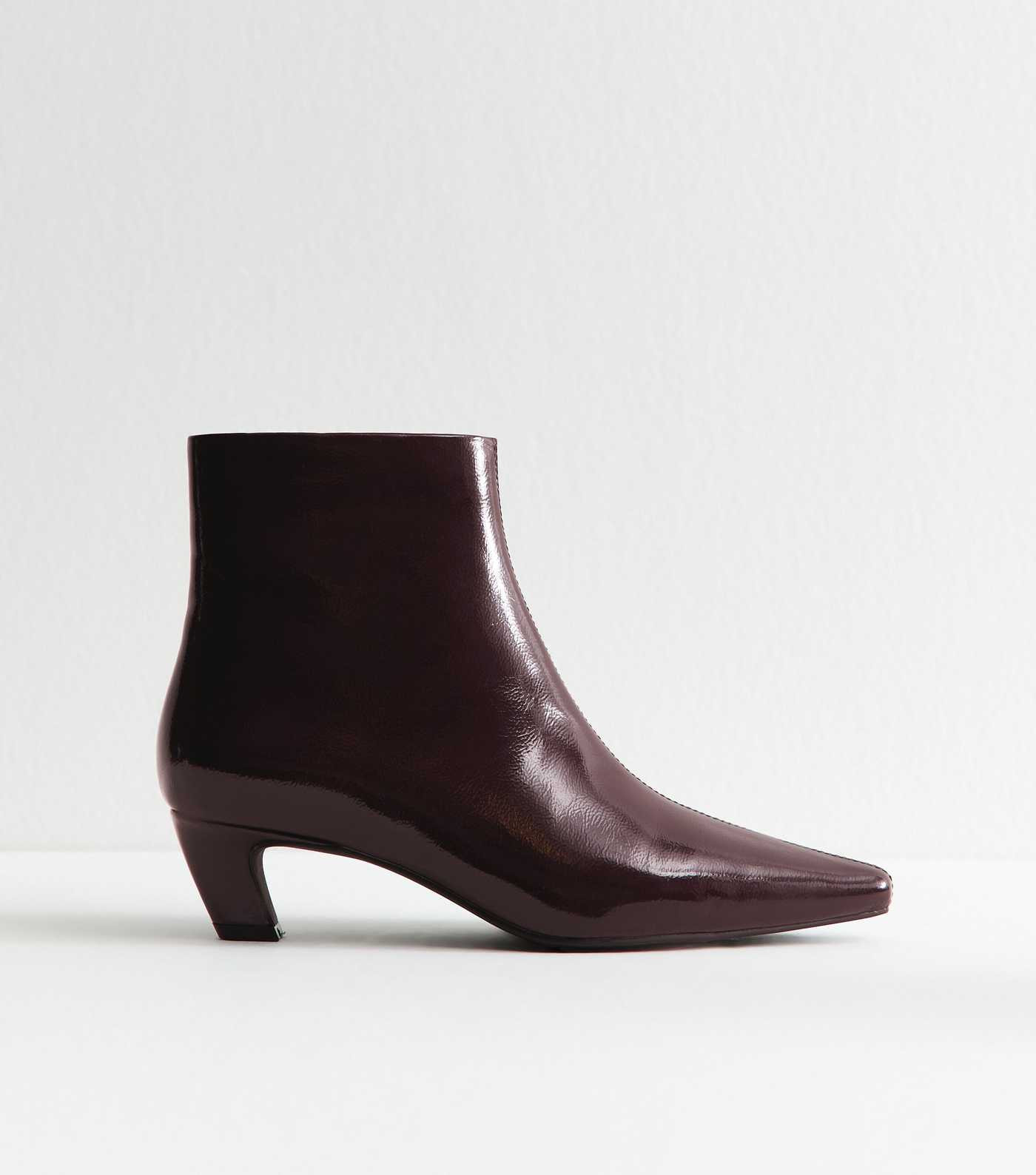 Burgundy Patent Point Toe Ankle Boots | New Look | New Look (UK)