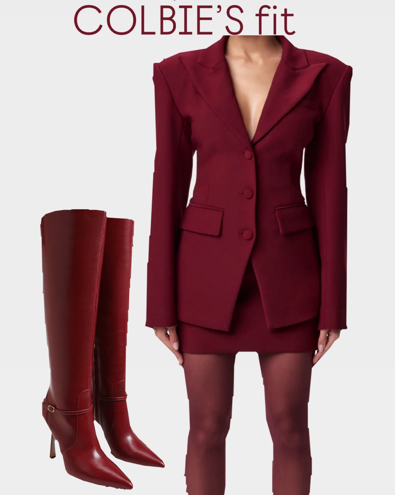 Burgundy blazer outfit 