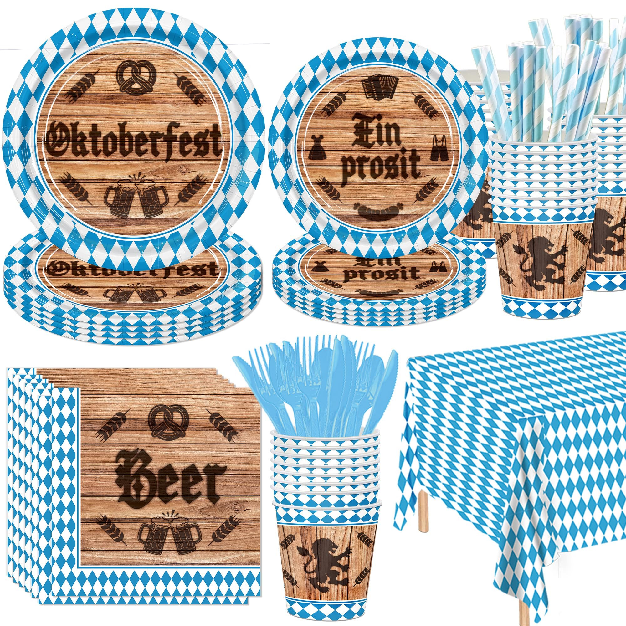161 Oktoberfest Party Supplies Dinnerware Set - Bavarian German Design with Plates Cutlery Cups &... | Amazon (US)