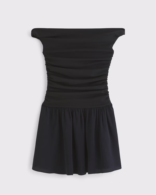 Off-The-Shoulder Ruched Mini Dress | Abercrombie & Fitch (US)