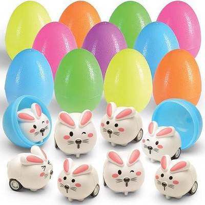 Prextex Toy Filled Easter Eggs  with Mini Pull-n-Go Easter Bunnies-Set of 6,Mullticolored | Target