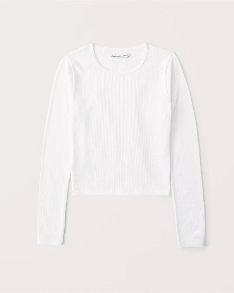 Long-Sleeve Seamless Ribbed Crew Top | Abercrombie & Fitch (US)