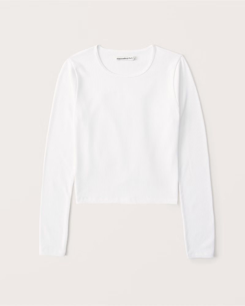 Long-Sleeve Seamless Ribbed Crew Top | Abercrombie & Fitch (US)