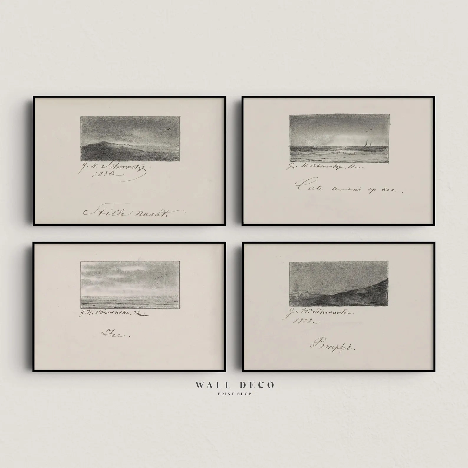 Vintage Landscape Sketch Prints Set: Minimalist Coastal Gallery Wall Art (digital Download) - Ets... | Etsy (US)