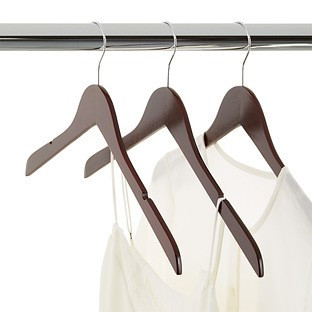 Slim Wooden Shirt Hanger w/ Notches Walnut Pkg/40 | The Container Store