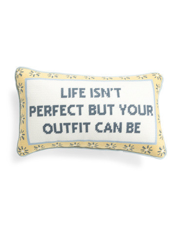 9X15 Life Isn't Perfect Needlepoint Pillow, Polyester | TJ Maxx