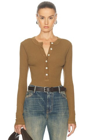 Citizens of Humanity Varra Henley in Brown | FWRD 