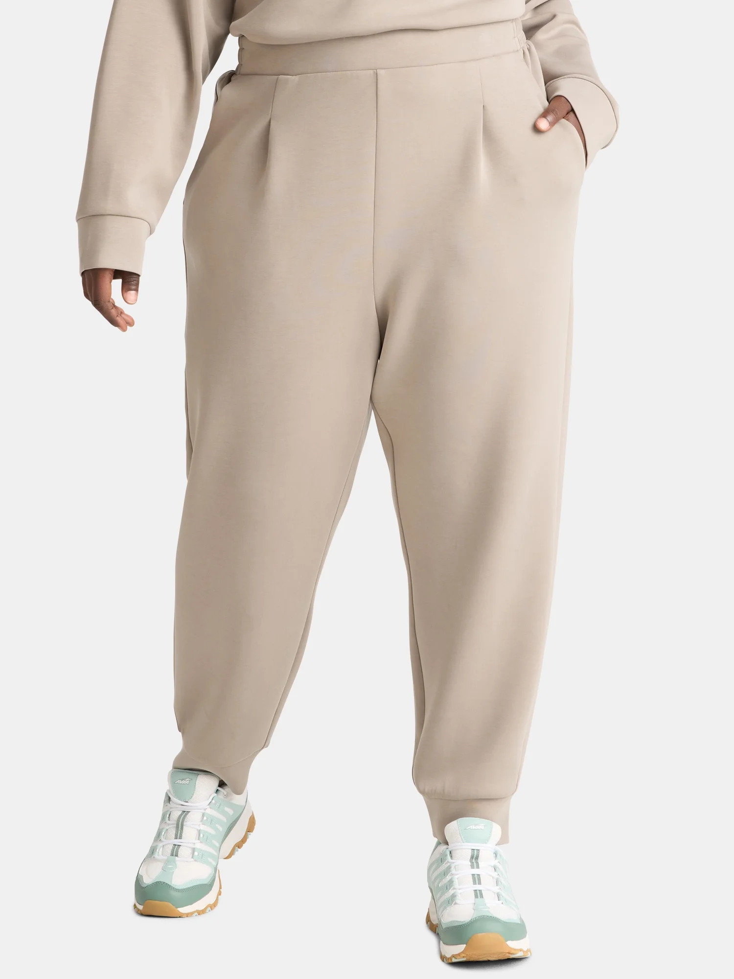 Avia Women's and Women's Plus ScubaKnit Pleat Joggers with Pockets, Size XS-4X | Walmart (US)