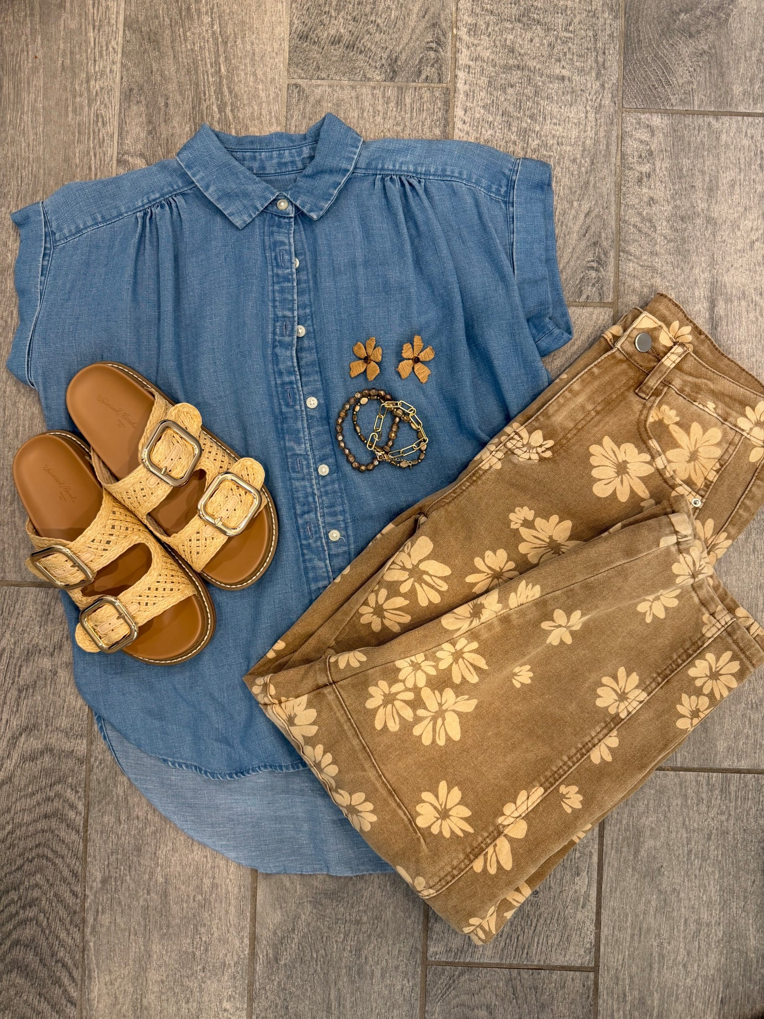 Cute spring outfit with trending barrel, patterned jeans, sandals, summer earrings , denim top


#LTKOver40 #LTKootd #LTKgrwm