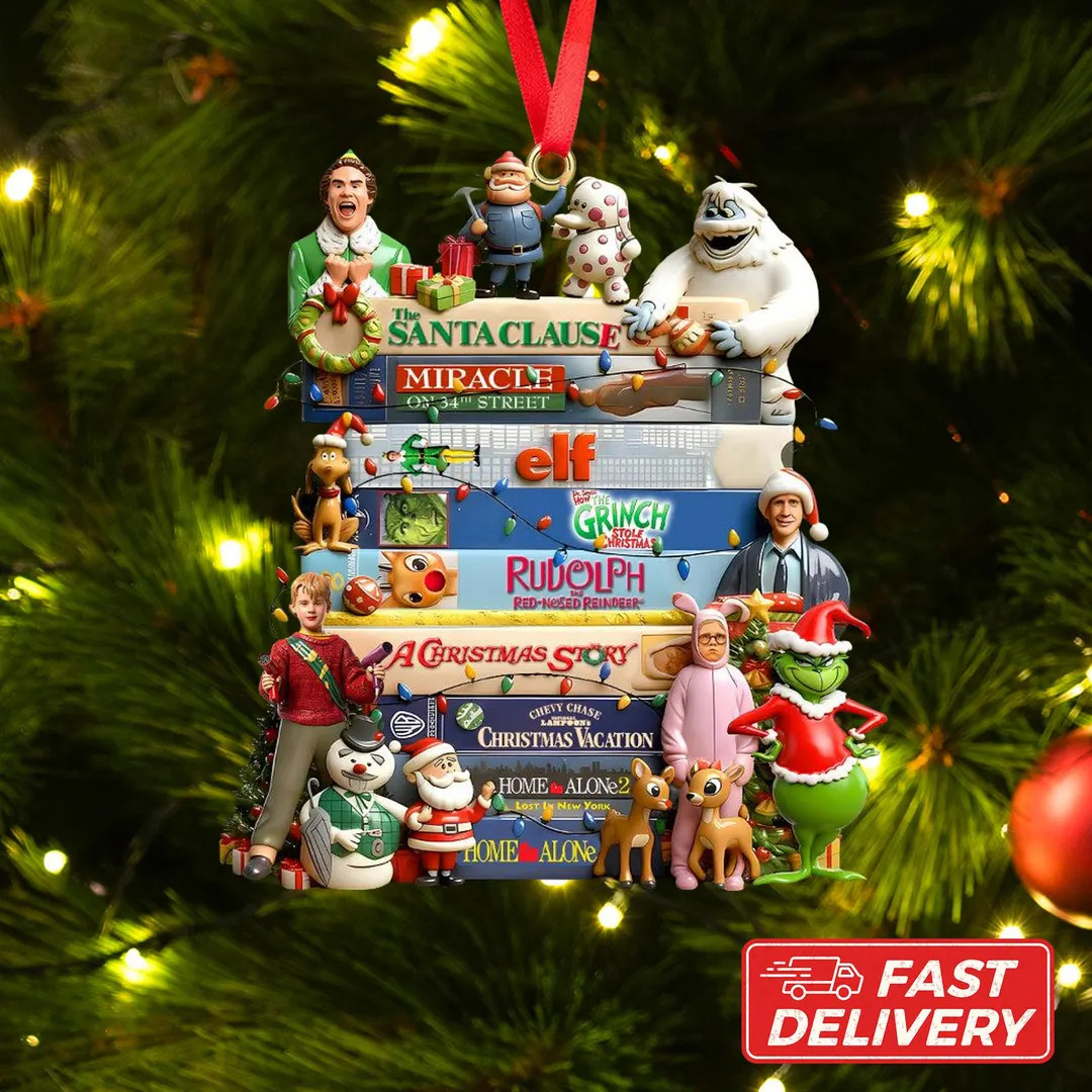 90s Movie Christmas Ornament, Retro Acrylic Xmas Decoration, Classic Film Fan Gift, Vintage Holid... | Etsy (US)