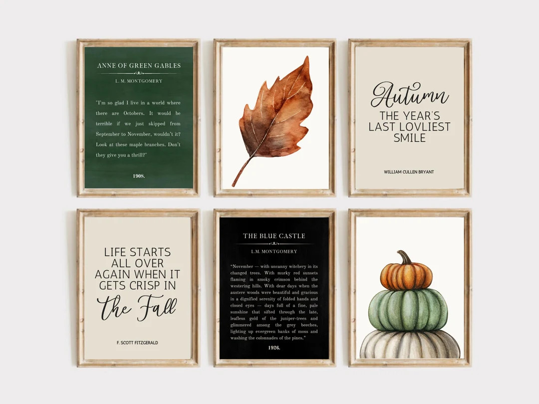 Anne Of Green Gables Print | Fall Gallery Wall Set of 6 | Book Page | Book Quote Wall Art | Autum... | Etsy (US)
