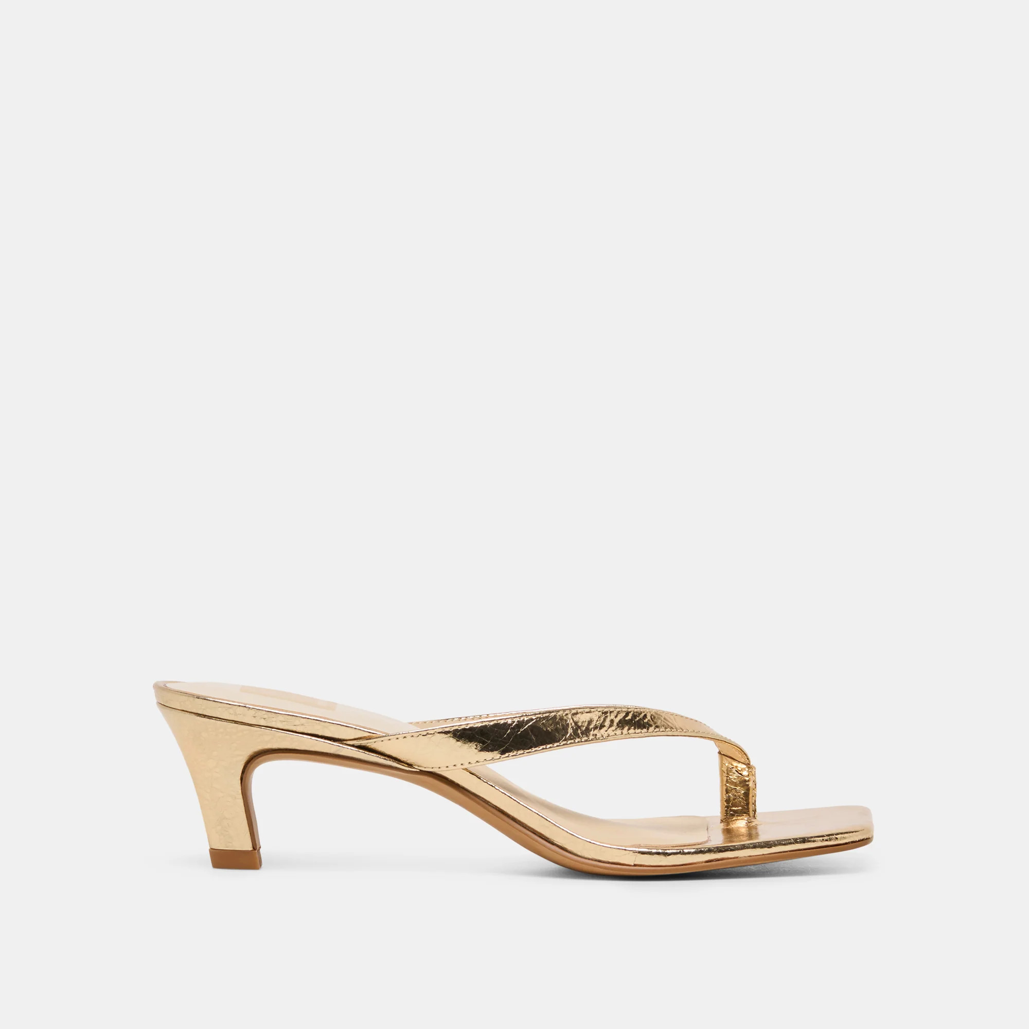 RAMIA Gold Distressed Leather Thong Heels | Dolce Vita | DolceVita.com