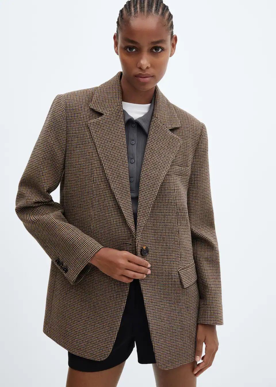 Lapels Houndstooth suit blazer | MANGO (US)