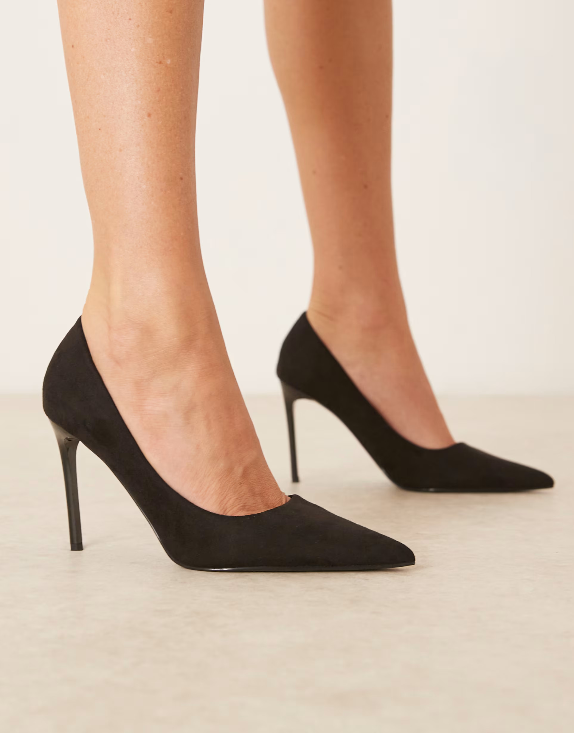 ASOS DESIGN Paphos pointed high heeled court shoes in black suedette | ASOS (Global)