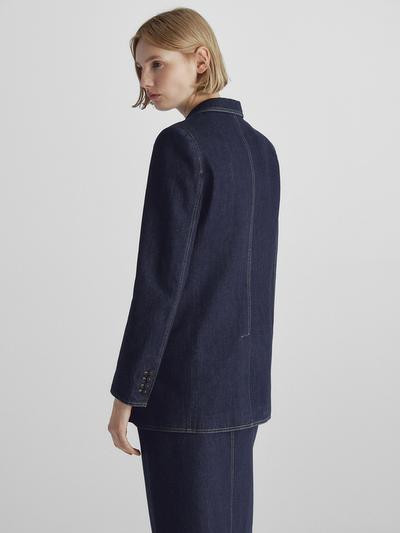 Denim one-button blazer | Massimo Dutti US