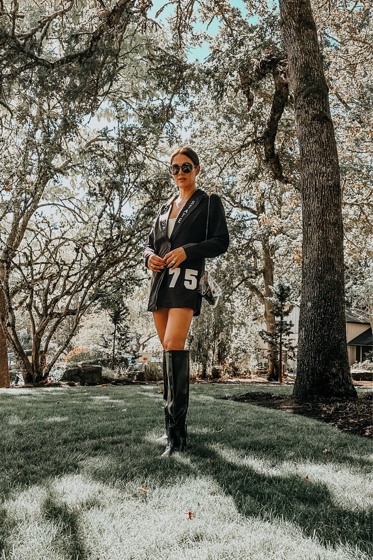 Custom gameday fit. Blazer dress. Fall boot. Football season outfit. Black boot  

#LTKFindsUnder50 #LTKOver40