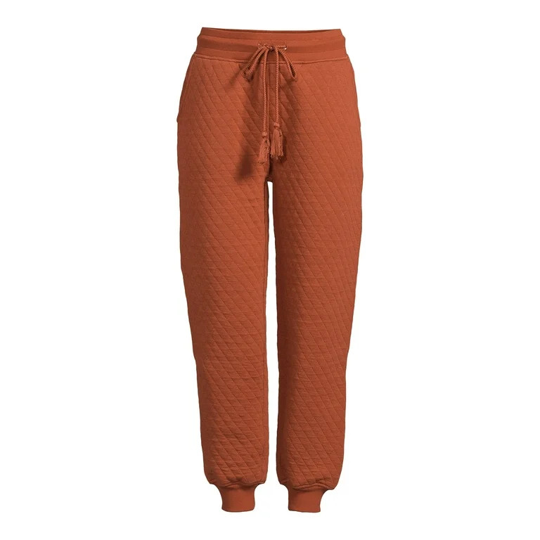 Time and Tru Women's Coordinating Quilted Drawstring Waist Pant | Walmart (US)