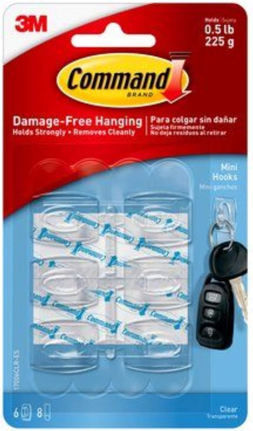 Command Strips 17006CLR Clear Mini Command Hooks 6 Count | Amazon (US)