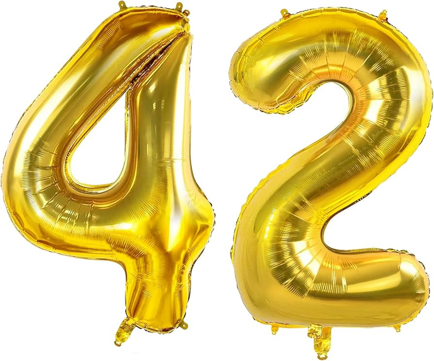 Number 42 Balloons for 42nd Birthday Party Decorations, 0-100 Large No.42 for Women Men, Her Him,... | Amazon (US)