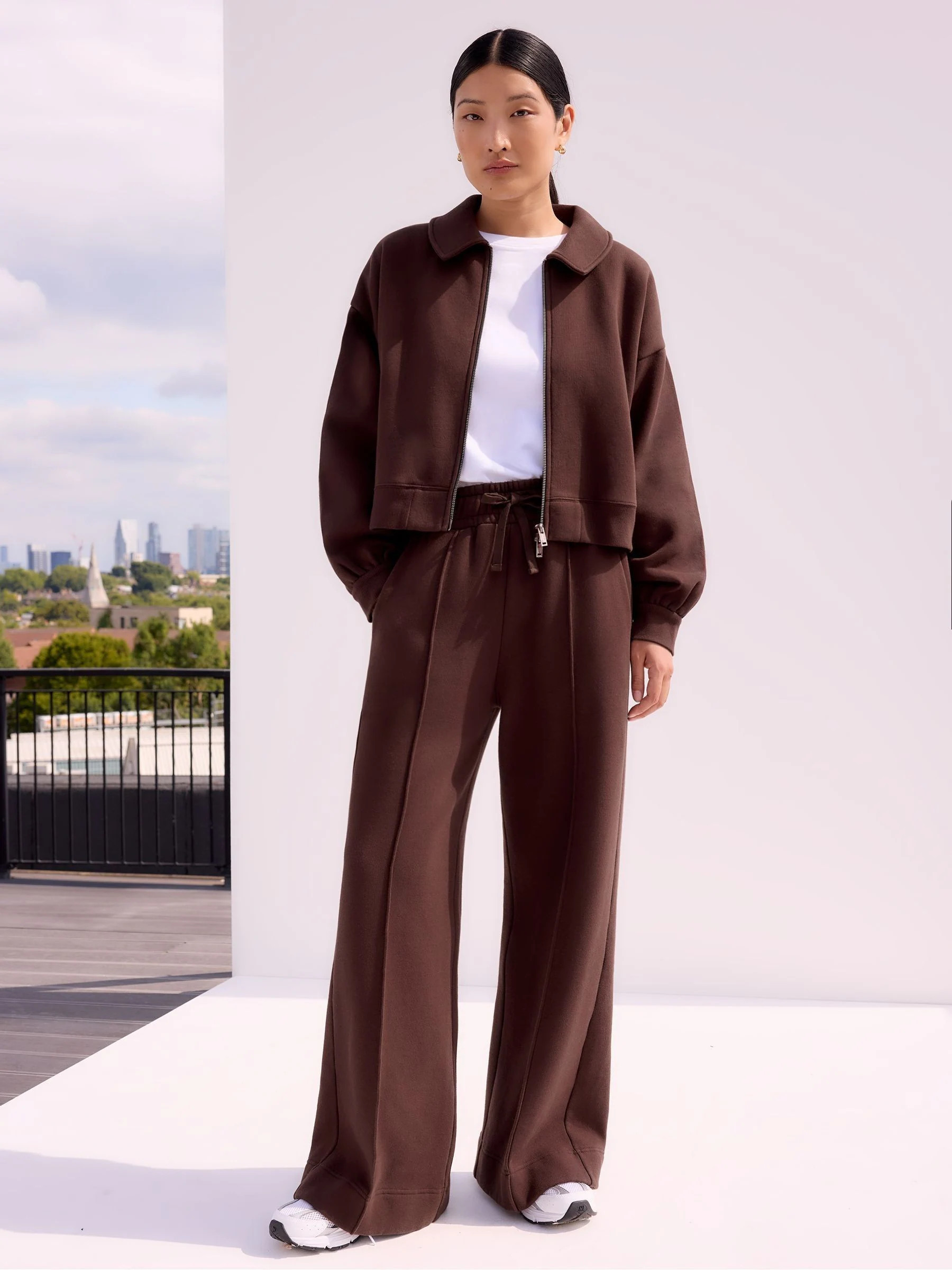rozo Ro & Zo Brown Petite Petite Wide Leg Sweatpants | Next US