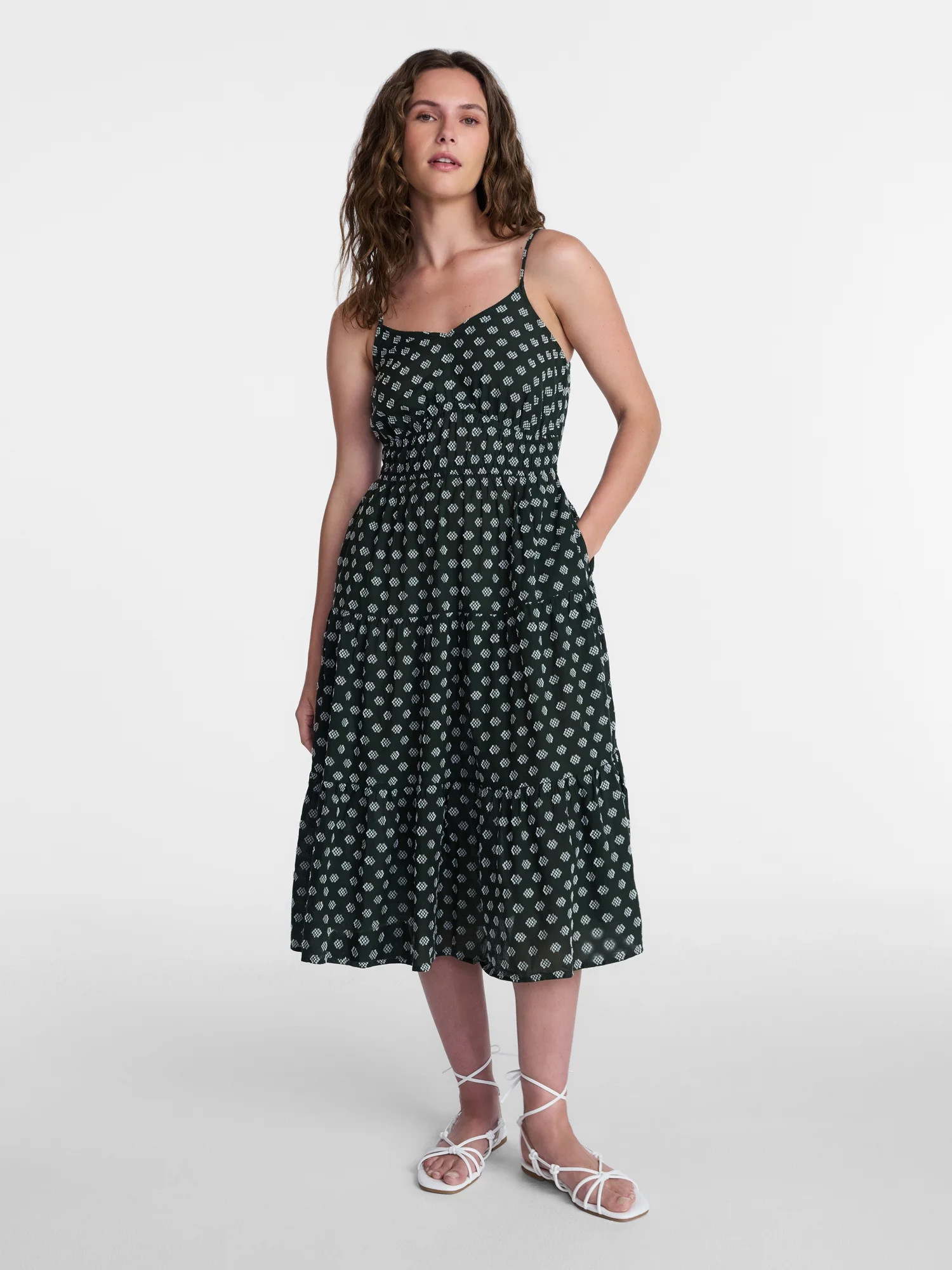 Time and Tru Women's Spaghetti Strap Midi Dress, Sizes XS-XXXL | Walmart (US)