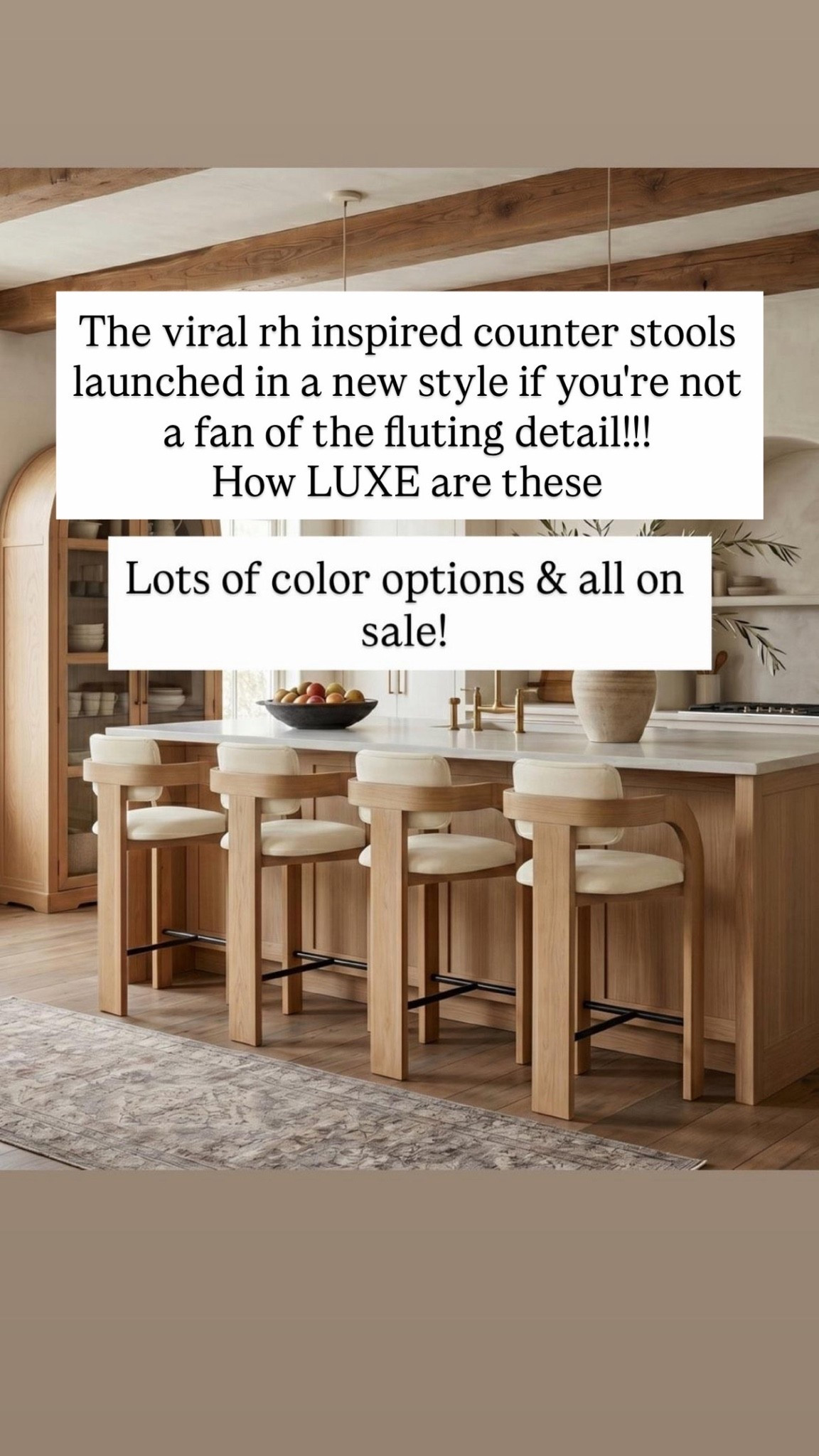 The viral rh inspired counter stools launched in a new style if you're not a fan of the fluting detail!!!
How LUXE are these