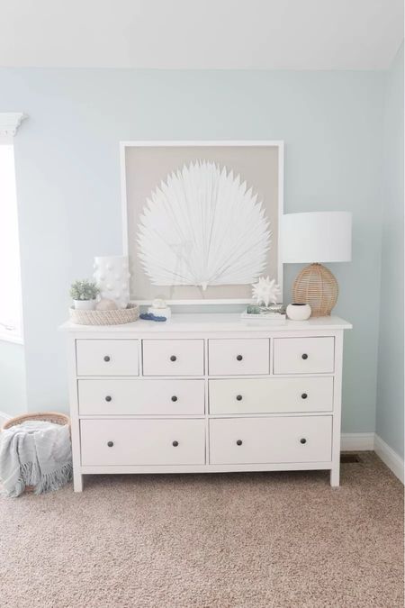 Modern coastal guest room dresser styling! Love this white dresser and these coastal bedroom decor items that I styled it with for a chic beach house look.
6/8

#LTKStyleTip #LTKHome