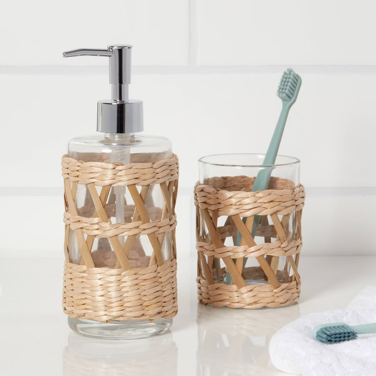 Woven and Glass Toothbrush Holder - Threshold™ | Target