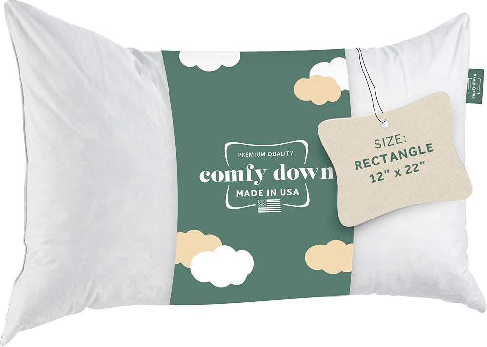 ComfyDown 12x22 Throw Pillow Insert, Down & Feather Fill, 100% Cotton Cover, Made in USA – Prem... | Amazon (US)