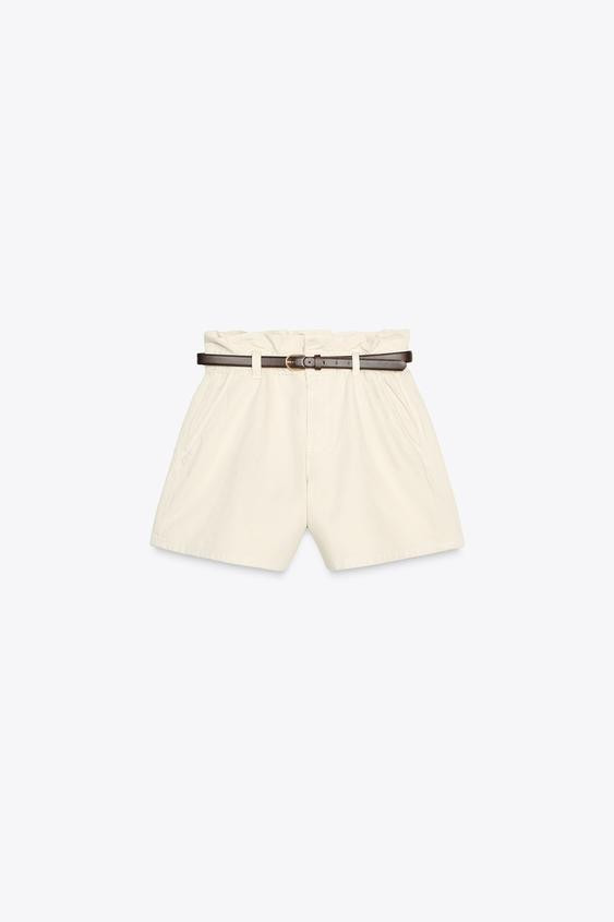 Z1975 DENIM PAPERBAG BERMUDA SHORTS WITH BELT | Zara UK