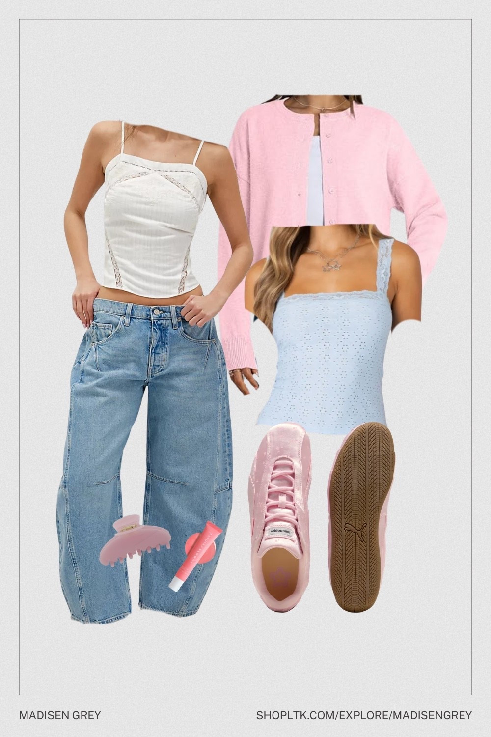 Perfect spring outfit for exploring in style. Features trending barrel jeans paired with Puma’s ballerina-inspired sneakers for a comfortable yet elevated feel. 

#LTKSeasonal #LTKTravel #LTKootd