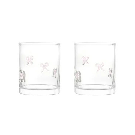 Thyme & Table 12 fl oz Valentine's Day Pink Bows Charm Drinking Glasses, Set of 2 | Walmart (US)