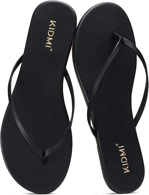 KIDMI Thong Flip Flops for Women - Memory Foam Summer Beach Sandals for Women - Vegan Leather Fla... | Amazon (US)