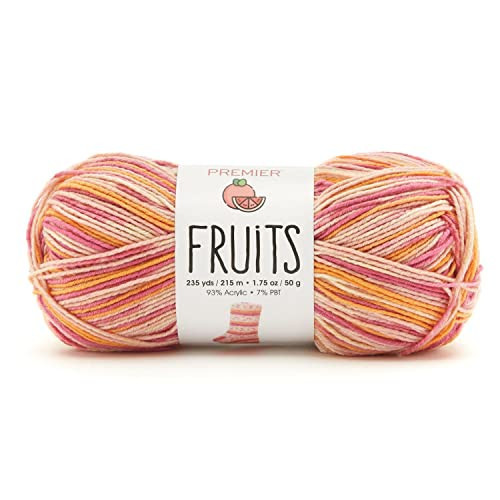 Premier Yarns Fruits Yarn, Acrylic Sock Weight Yarn for Crocheting and Knitting, 235 yds, Pink Grapefruit | Amazon (US)